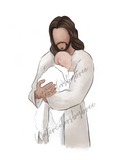 Jesus Holding Baby | Jesus Holding Twin Babies Miscarriage And Infant Loss Watercolor Print