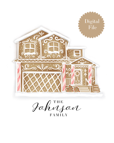 Custom Gingerbread House Portrait Digital Download