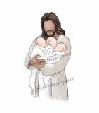 Jesus Holding Baby | Jesus Holding Twin Babies Miscarriage And Infant Loss Watercolor Print